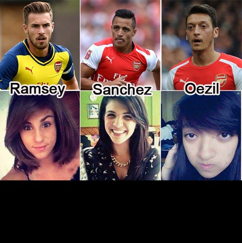 Đội hình song sinh khác giới của Arsenal.