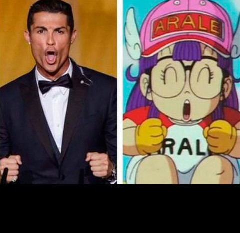 Biểu cảm vui mừng của Cris Ronaldo khá giống một nhân vật truyện tranh.