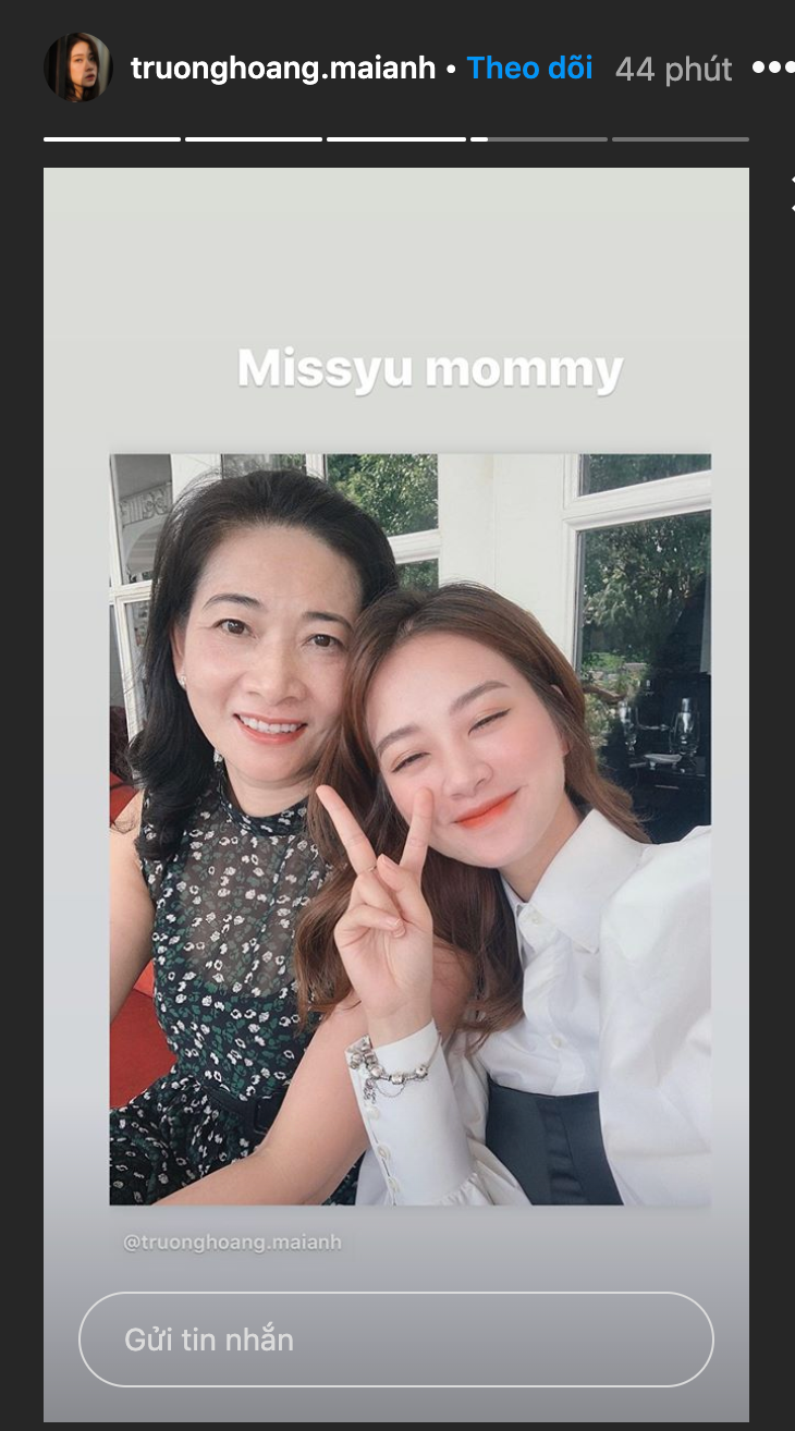 "Cảm ơn mẹ vì đã sinh ra con. Mẹ luôn giữ gìn sức khỏe và hạnh phúc mẹ nhé. Mai Anh yêu mẹ" - hot girl Trương Hoàng Mai Anh thổ lộ tình cảm nhân ngày của mẹ.