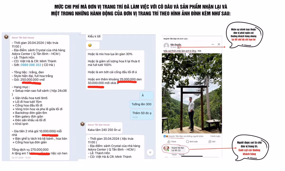 Chỉ cách đám cưới 1 ngày, tức ngày 19/4, bên trang trí đã thực hiện dựng rạp và thi công gia tiên phía nhà trai trước và cô nhận được những hình ảnh hoàn toàn khác với bản vẽ trước đó. Dù đã nhắc nhở bên thi công đến đo đạc cẩn thận thế nhưng bên đơn vị này không đến, kết quả là một chiếc cổng nhà trai lệch hẳn.