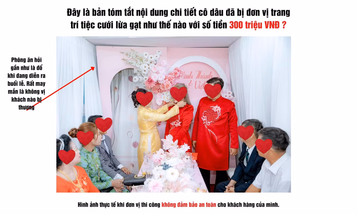 Cụ thể, bài đăng được chia sẻ và update thành các phần quá trình đặt trọn gói trang trí tiệc cưới của cặp cô dâu chú rể ở TP.HCM