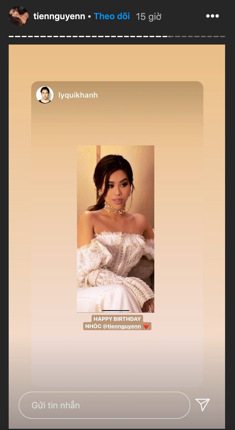 NTK Lý Quí Khánh cũng gửi lời chúc đến Tiên Nguyễn. Thời gian gần đây, anh đang bị chỉ trích dữ dội vì bán bánh tráng giá 250.000 đồng và thái độ không hay với khi khách hàng hỏi giá nhưng không mua.