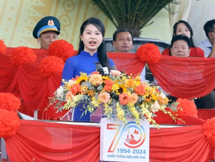 Nhan sac co gai phat bieu tai le ky niem 70 nam Dien Bien