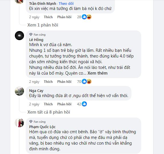 Các bình luận chỉ trích cô gái trẻ đều nhận được nhiều lượt thích bày tỏ sự đồng tình.