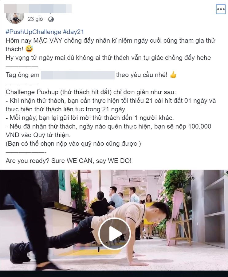 Rất nhiều đoạn clip với hashtag #pushupchallenge được đăng tải.