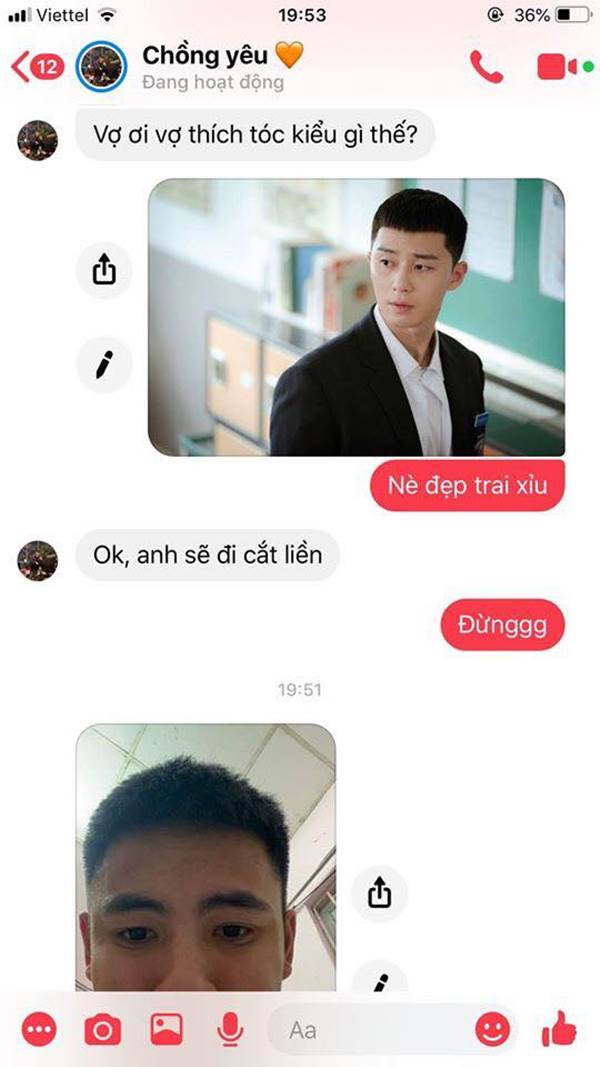 Thấy người yêu mê mệt thần tượng Hàn Quốc, chàng trai yêu chiều đi cắt tóc giống idol và cái kết khiến cô nàng khóc thét, hoảng hốt suýt chia tay. Minh chứng rõ nét cho việc mọi kiểu tóc đều hợp với bạn với điều kiên tiên quyết là bạn phải...đẹp trai.