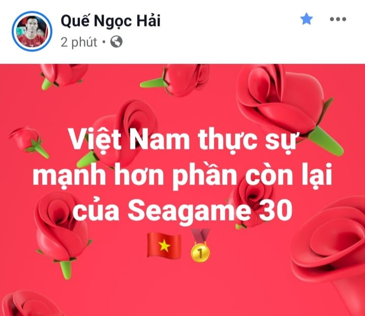 Trong khi đó, đội trưởng Quế Ngọc Hải lại thể hiện sự chững chạc khi nhận định Việt Nam giành HCV năm nay là điều không thể bàn cãi vì quá mạnh.