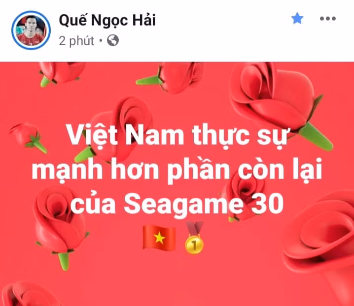 Trong khi đó, đội trưởng Quế Ngọc Hải lại thể hiện sự chững chạc khi nhận định Việt Nam giành HCV năm nay là điều không thể bàn cãi vì quá mạnh.