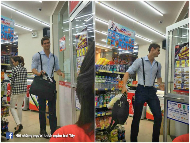 Không bị chụp lén trên bục giảng, thầy Dustin Cheverier lại nổi lến với tấm ảnh chụp trong siêu thị. Thầy sở hữu khuôn mặt điển trai, nụ cười thân thiện và chiều cao đáng ngưỡng mộ cùng phong cách ăn mặc cực kỳ thu hút.