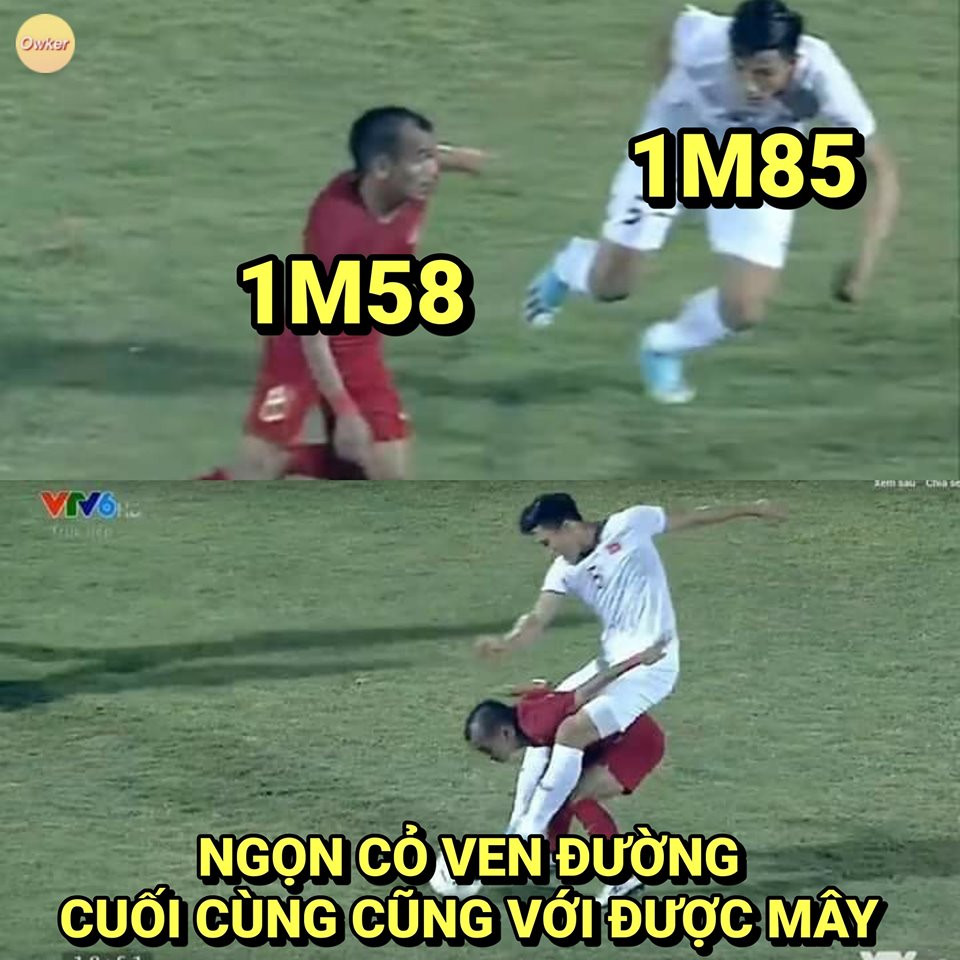 Trong khi Vặn Hậu cao 1m85 thì chiều cao của 1 cầu thủ đội bạn chỉ vỏn vẹn 1m58.