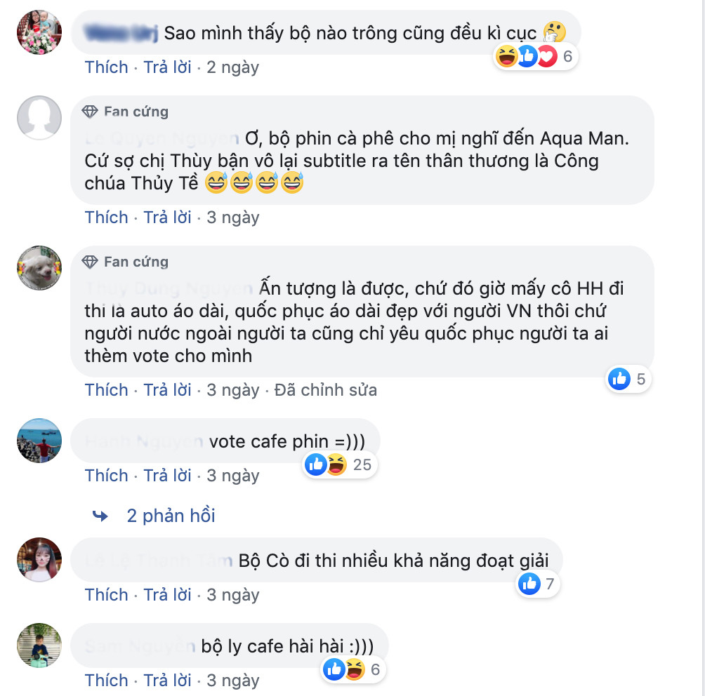 Rất nhiều ý kiến cho rằng cả ba bộ được lựa chọn đều trông rất...hài hước. "Quốc phục hay thi cosplay vậy? - Người dùng có tên N.T.L bình luận.