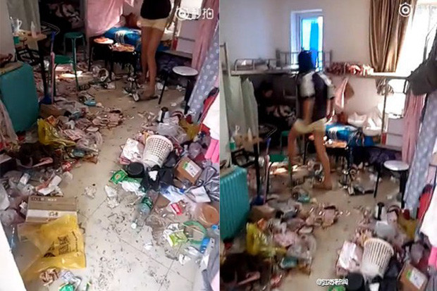 Nhìn tấm hình này chẳng ai nghĩ nó được chụp trong một căn phòng vẫn được sử dụng, mà lại là của con gái. "Cạn lời" là từ dân mạng dành cho những chủ nhân của căn ký túc xá này.