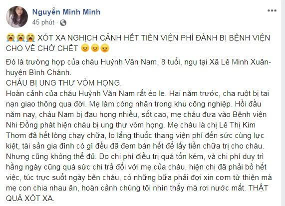 Lam gia CMTND de lua dao keu goi ung ho cho chau be bi ung thu vom hong da mat