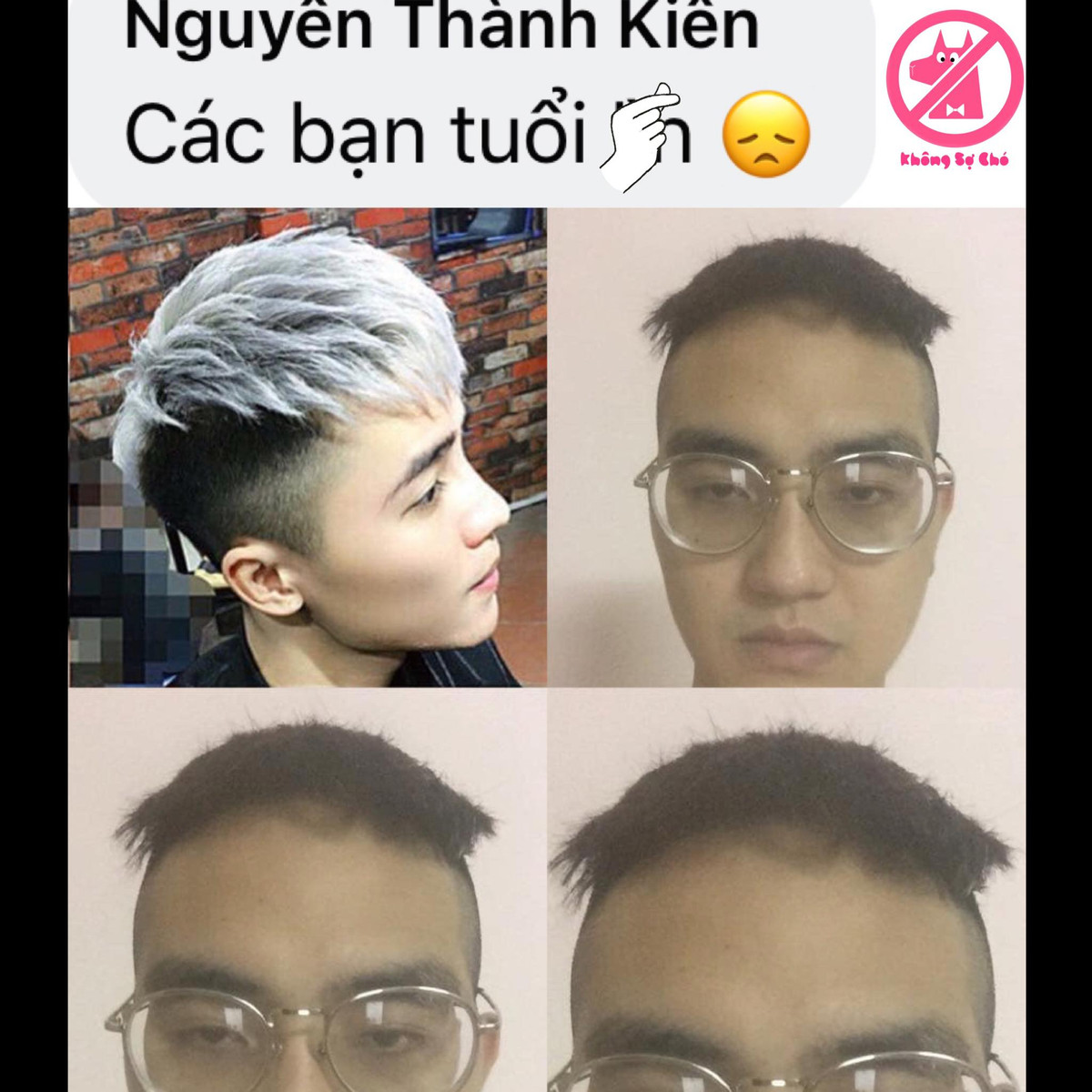 Có ai thấy kiểu tóc thật giống kiểu tóc mẫu chút nào không? Nhìn mặt chàng trai là biết đang hờn dỗi đến mức độ nào rồi.