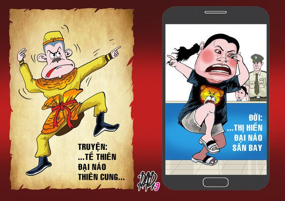 Những lời thoá mạ, thách thức của nữ đại uý công an đều được dân mạng thi nhau trổ tài chế thành những câu nói viral. Ảnh: tiin.vn