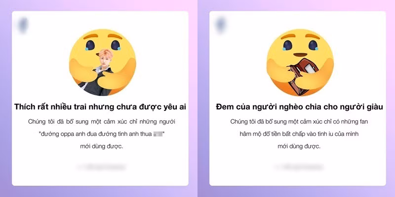 "Đến chịu thôi sức sáng tạo vô biên thật. Xem mà không nhịn nổi cười", "Mình nghĩ những icon này mà được Facebook ra mắt chắc chắn còn được ưa dùng hơn cả "thương thương" mới đây" - Cộng đồng mạng hài hước cho biết.