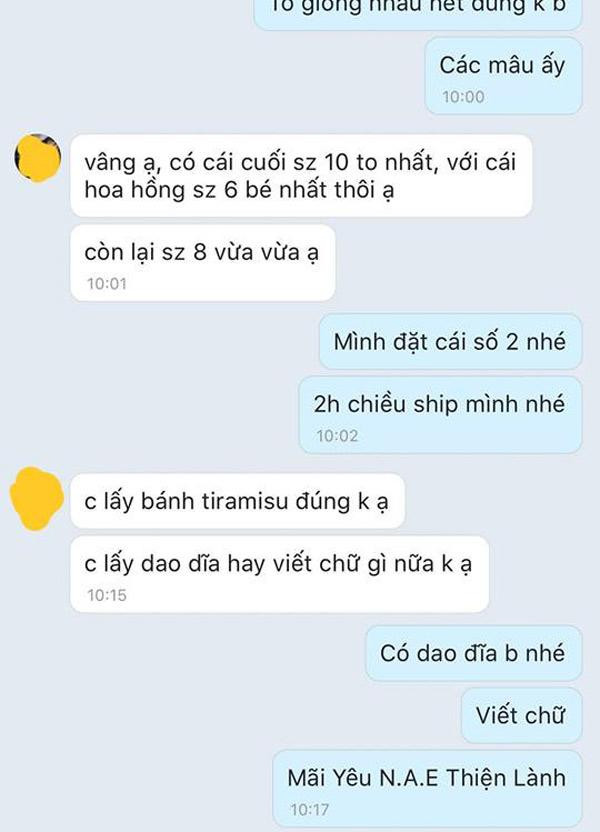 Nhờ ghi chữ "Mãi yêu N.A.E thiện lành"...