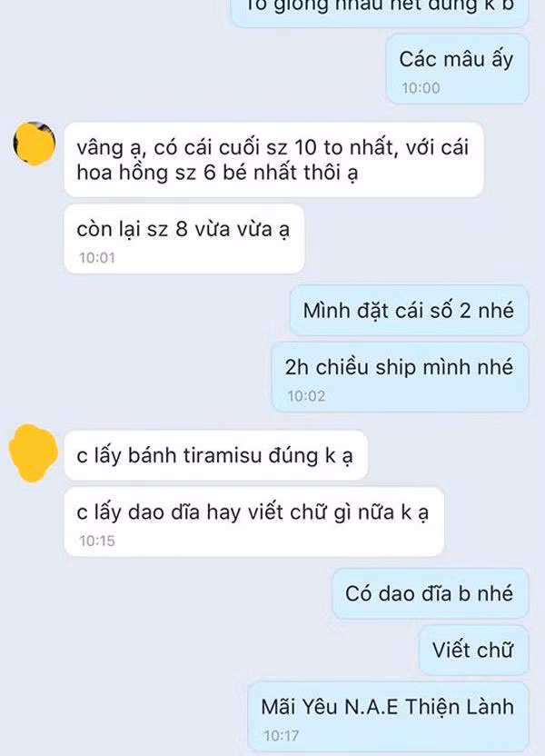 Nhờ ghi chữ "Mãi yêu N.A.E thiện lành"...