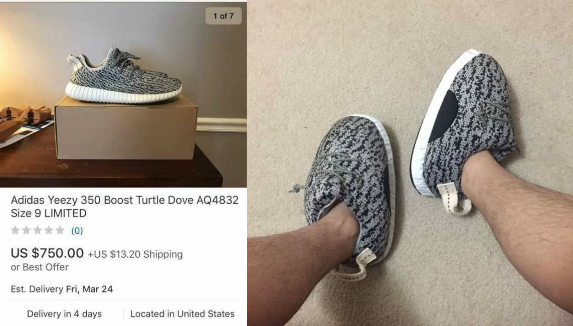 Trước đó cũng đã có không ít khách hàng nhận cái kết "đắng" tương tự, câu chuyện của một anh chàng đã chi hơn 17 triệu tiền Việt để đặt đôi giầy Adidas Yeezy hàng Limited chưa kể ship để nhận về đôi giầy "béo phì" như dép thú bông đi trong nhà sau bao ngày chờ đợi cũng nhận được rất nhiều sự chú ý từ CĐM.