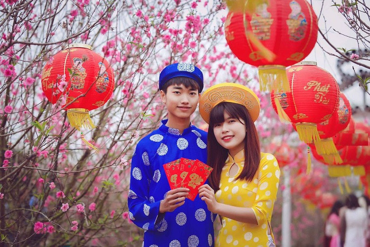 Dịp Tết Nguyên đán, bên cạnh sắc hoa thì những người nông dân tại đây còn trang hoàng thêm đèn lồng để khung cảnh thêm lung linh, phục vụ du khách tới thăm quan và chụp ảnh.