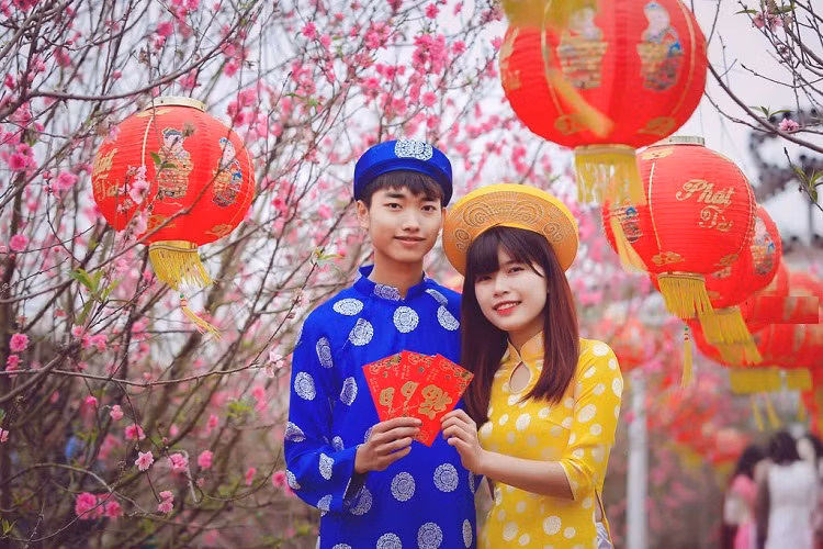 Dịp Tết Nguyên đán, bên cạnh sắc hoa thì những người nông dân tại đây còn trang hoàng thêm đèn lồng để khung cảnh thêm lung linh, phục vụ du khách tới thăm quan và chụp ảnh.