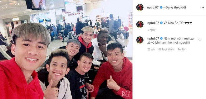 Nguyễn Phong Hồng Duy và dàn cầu thủ của CLB HAGL khoe ảnh cùng nhau ra sân bay về nhà ăn Tết.