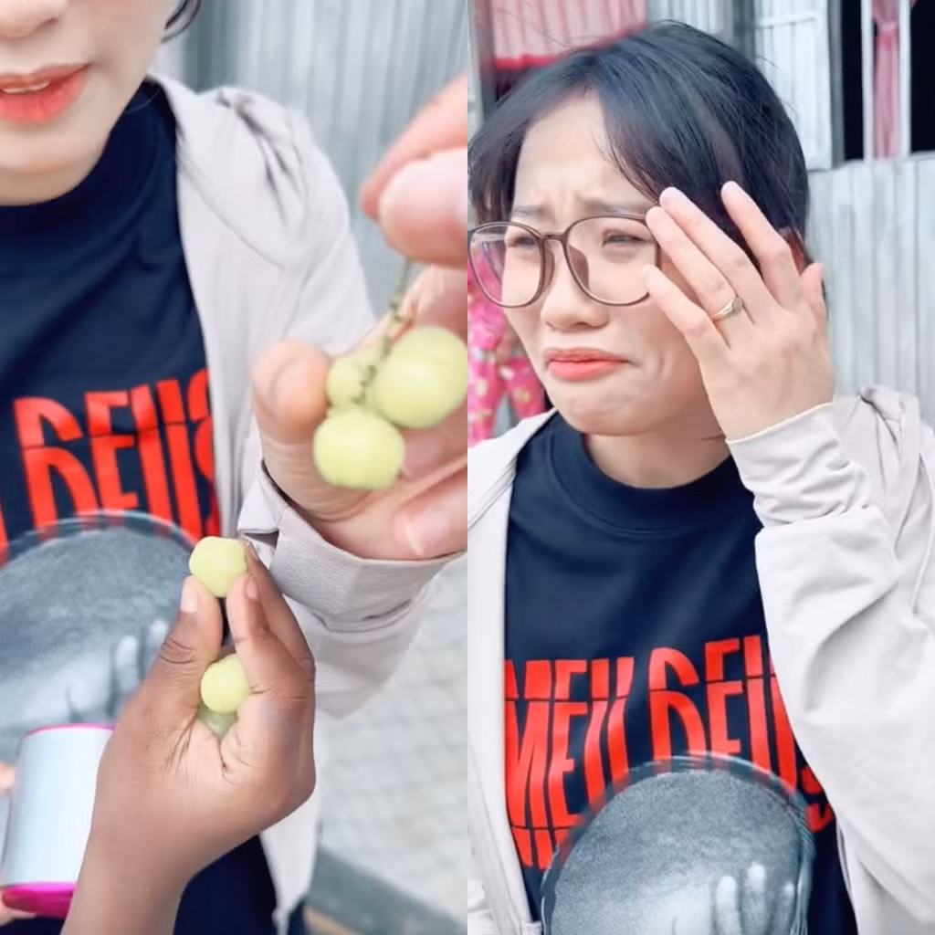 Thậm chí nhắm tịt mắt vì chua.