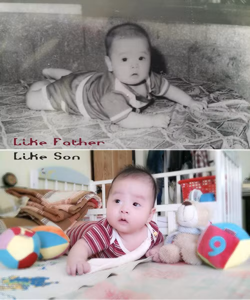 Bức ảnh với chủ đề "like father, like son".