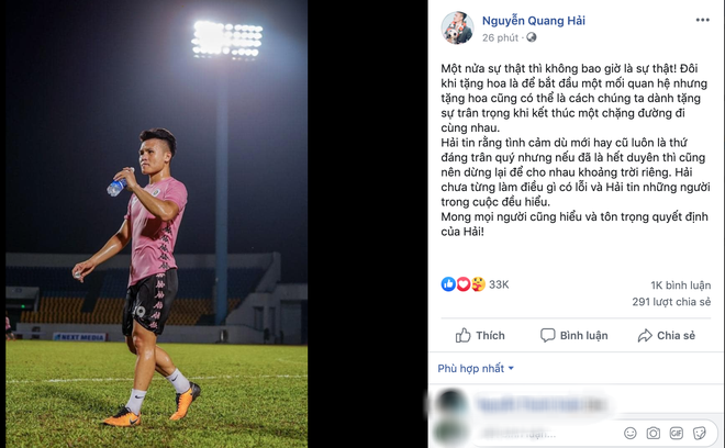 Để bảo vệ bạn gái, Quang Hải từng nhiều lần lên tiếng hy vọng người hâm mộ tôn trọng quyết định và đời tư của anh.