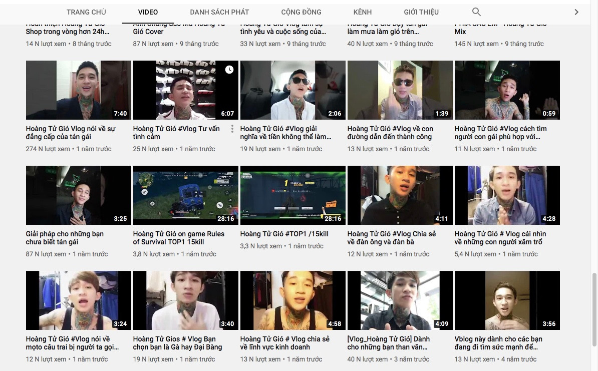 Trước khi bị bắt, thảm họa mạng Hoàng Tử Gió từng làm những video chia sẻ về "con đường dẫn đến thành công" hay "tư vấn kinh doanh" thu hút hàng trăm ngàn lượt xem.