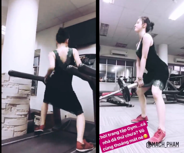 Trong khoảng thời gian điên cuồng với gym của Angela Phương Trinh đã từng gây sốt khi diện chiếc váy ngủ màu đen đến phòng tập khiến nhiều người khó hiểu.