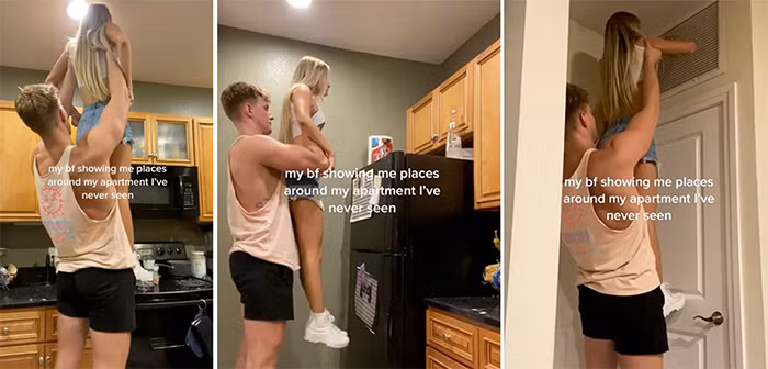 Với chiều cao 2 mét, khi Dylan công kênh Ashlyn trên vai, họ có thể lau dọn tất cả những nơi được coi là khó chạm tới nhất trong căn hộ, như lỗ thông hơi điều hòa, quạt trần, trần tủ bếp và trần nhà.