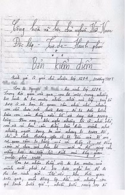 Bản kiểm điểm có nội dung khá dài, lời lẽ thống thiết, vô cùng “văn vẻ” đủ để kiến bạn “bái phục” chủ nhân của bản kiểm điểm này.