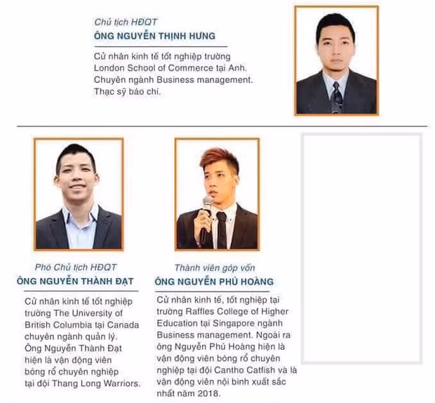 Anh chàng cũng góp tên trong danh sách hội đồng quản trị của một trường cấp 3 ở Hà Nội. Cặp anh sinh đôi của Hưng Thịnh là Thành Đạt và Phú Hoàng cũng có mặt trong danh sách này.