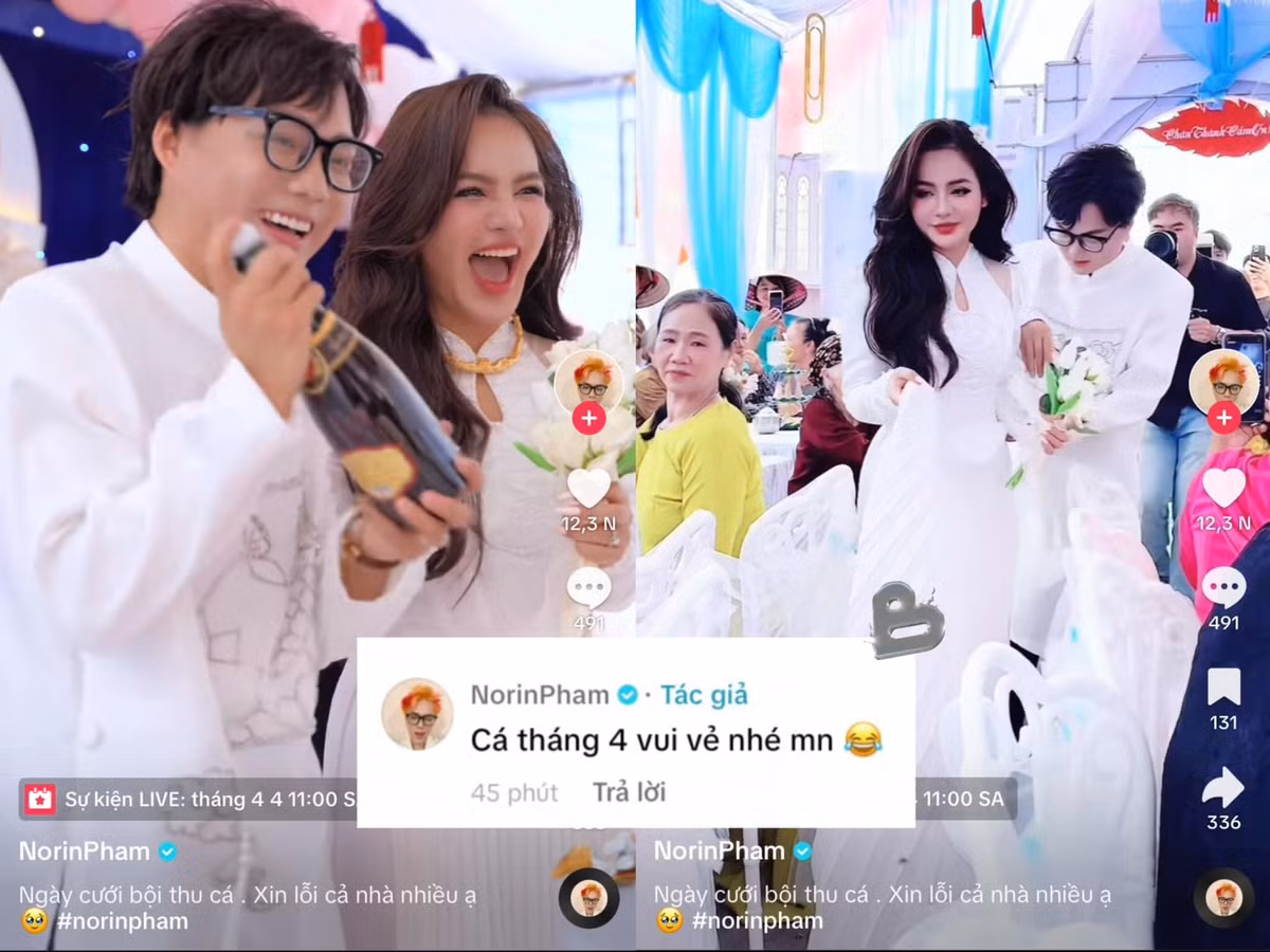 Những ngày qua, netizen rần rần truyền tai nhau thông tin Phạm Thoại tổ chức đám cưới ở quên nhà. Mới đây, Tiktoker này trong bài đăng mới đã xác nhận thông tin làm chú rể là giả với hình ảnh đám cưới của mình kèm dòng trạng thái: "Cá tháng 4 vui vẻ nhé mn", "Ngày cưới bội thu cá. Xin lỗi cả nhà nhiều ạ"