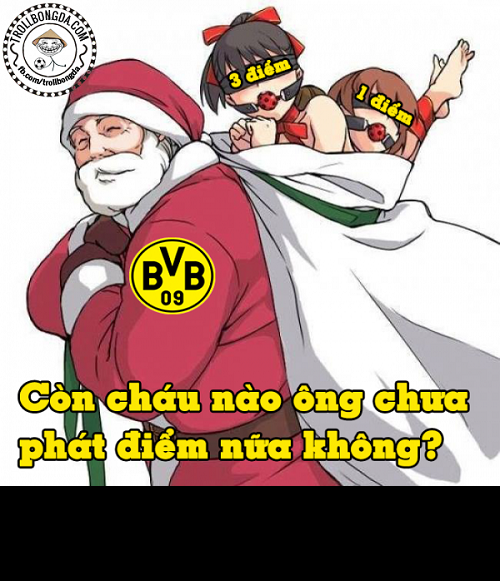 Với các đội bóng ở Bundesliga. Mùa giải năm nay, BVB Dortmund đã hóa thân thành ông già Noel để phát điểm cho các đội bóng còn lại.