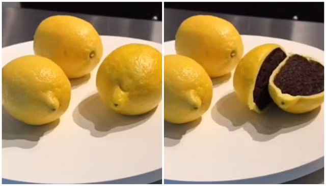 Trung bình, làm một chiếc bánh kem mất khoảng 1,5 tiếng đồng hồ cho tất cả các công đoạn. Tuy nhiên để tạo ra được một chiếc bánh kem có vẻ ngoài như quả chanh thế này, thợ làm bánh phải mất gấp đôi thời gian và tỉ mỉ đến từng chi tiết từ vỏ đến cuống của quả chanh.