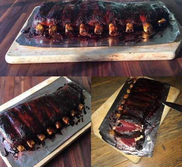 Chiếc bánh kem với hình dạng, màu sắc trong lẫn ngoài y hệt tảng sườn nướng. Khi bạn thích ăn bánh mà mẹ bắt ăn thịt thì đây là một cách hay, tuy nhiên lại tốn rất nhiều thời gian thực hiện.