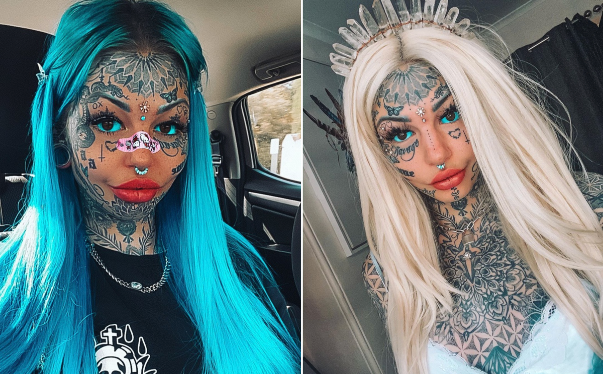 Đặc biệt, Amber từng gây sốc khi thực hiện xăm nhãn cầu bằng mực xanh. Do thợ xăm lỡ tay đi quá sâu vào nhãn cầu, cô gần như không thấy gì trong suốt 3 tuần sau đó. "Điều tôi nhớ rõ nhất là khi mực chảy vào trong nhãn cầu, cảm giác như thợ xăm đang cầm những mảnh kính vỡ cọ xát vào mắt của tôi vậy", Amber chia sẻ trên Barcroft TV. Từ lần mạo hiểm để có đôi mắt xanh đặc biệt này, 9X tự gọi mình bằng cái tên "rồng trắng mắt xanh".