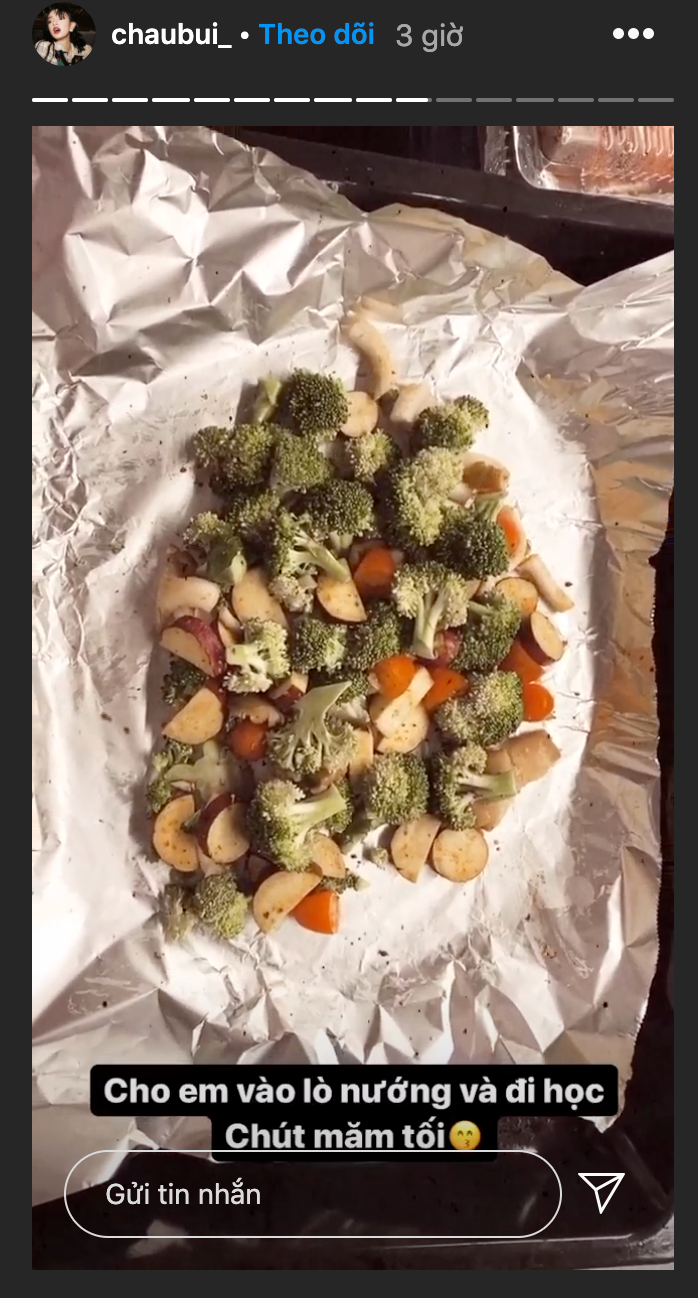 Sau khi trở về từ khu cách ly tập trung, Châu Bùi chăm chỉ nấu nướng hơn rất nhiều. Cô thường xuyên cập nhật thực đơn cho người hâm mộ tham khảo.