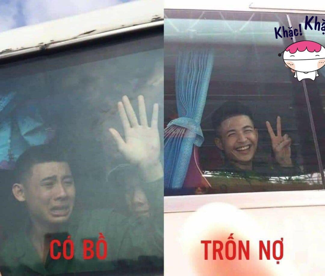 Sự khác biệt giữa các chiến sĩ lên đường nhập ngũ khi có người yêu chờ ở nhà và bị chủ nợ theo đuổi.