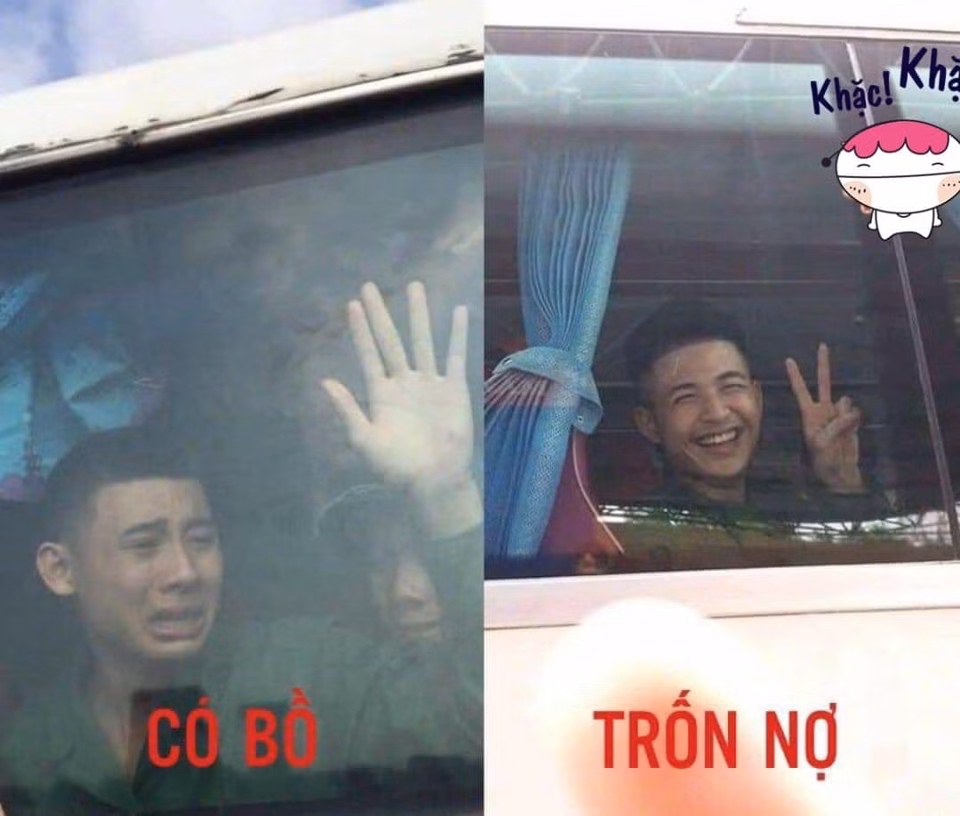 Sự khác biệt giữa các chiến sĩ lên đường nhập ngũ khi có người yêu chờ ở nhà và bị chủ nợ theo đuổi.