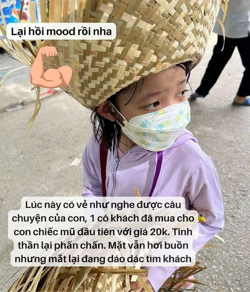 Cuối buổi, tổng kết doanh thu của cô con gái vỏn vẹn 1 chiếc mũ với 20 ngàn đồng.