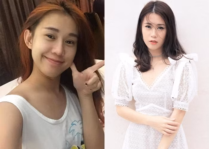 Ngọc Thảo sở hữu cặp chân mày đẹp, đôi môi hồng và nước da trắng nên so với khi trang điểm cầu kỳ để đi dự sự kiện thì mặt mộc của cô trông không quá khác biệt.