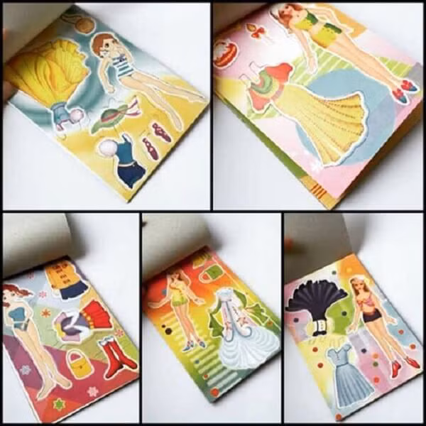 Ngày nay có game "Ngôi sao thời trang" thì ngày xưa các bạn nữ cũng có những tấm dán búp bê để tự phối đồ đấy