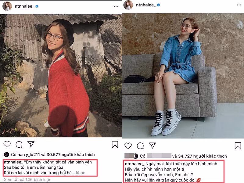 Dù đang rất hạnh phúc bên tình mới, thường xuyên check-in tại cùng một địa điểm thế nhưng trên mạng xã hội, Nhật Lê vẫn đăng tải những dòng trạng thái buồn bã, thể hiện tâm trạng tồi tệ sau khi chia tay Quang Hải.