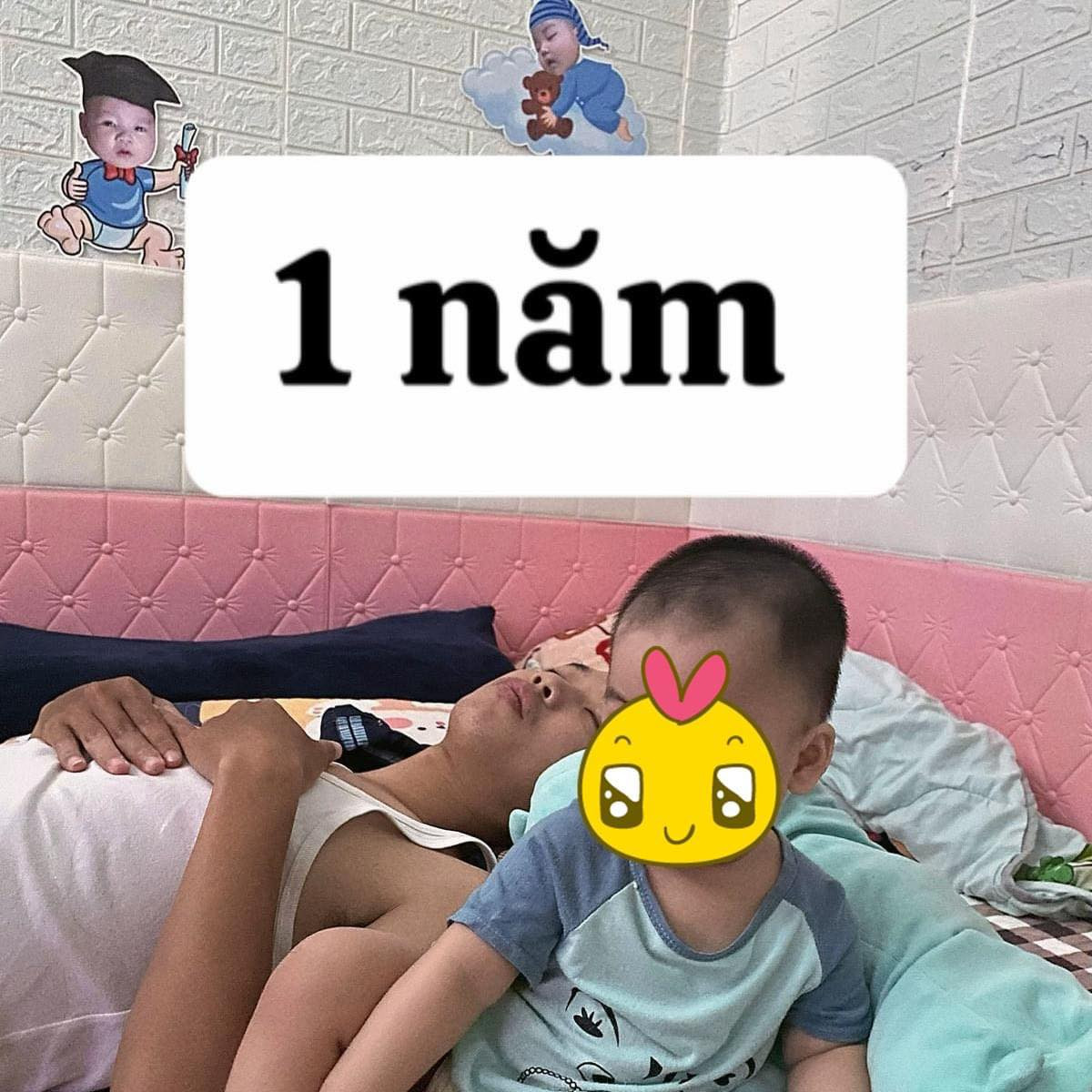 Hình ảnh của ông chồng lúc con được 1 tuổi.