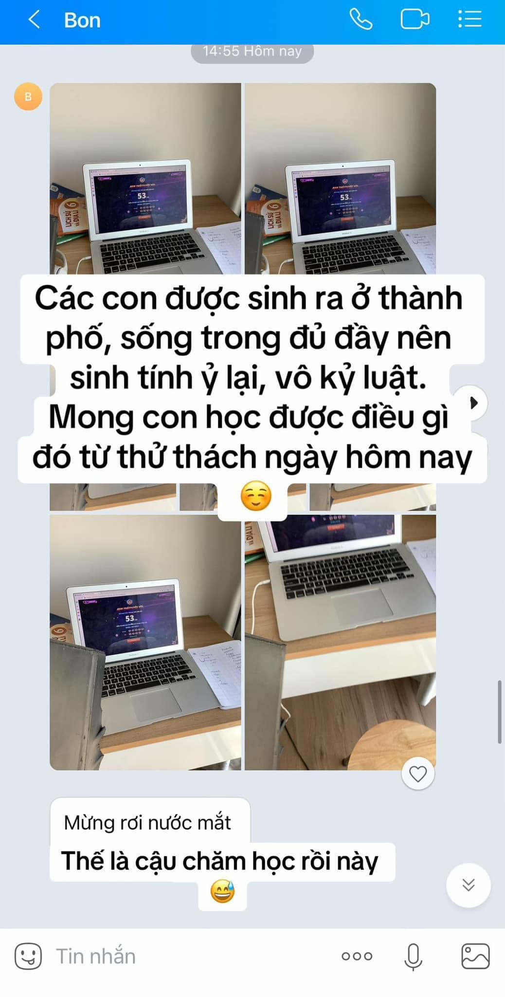 Nhờ có thử thách nhỏ, cậu bé đã chăm học hành hơn, không còn xem các thiết bị công nghệ khi không xin phép nữa.
