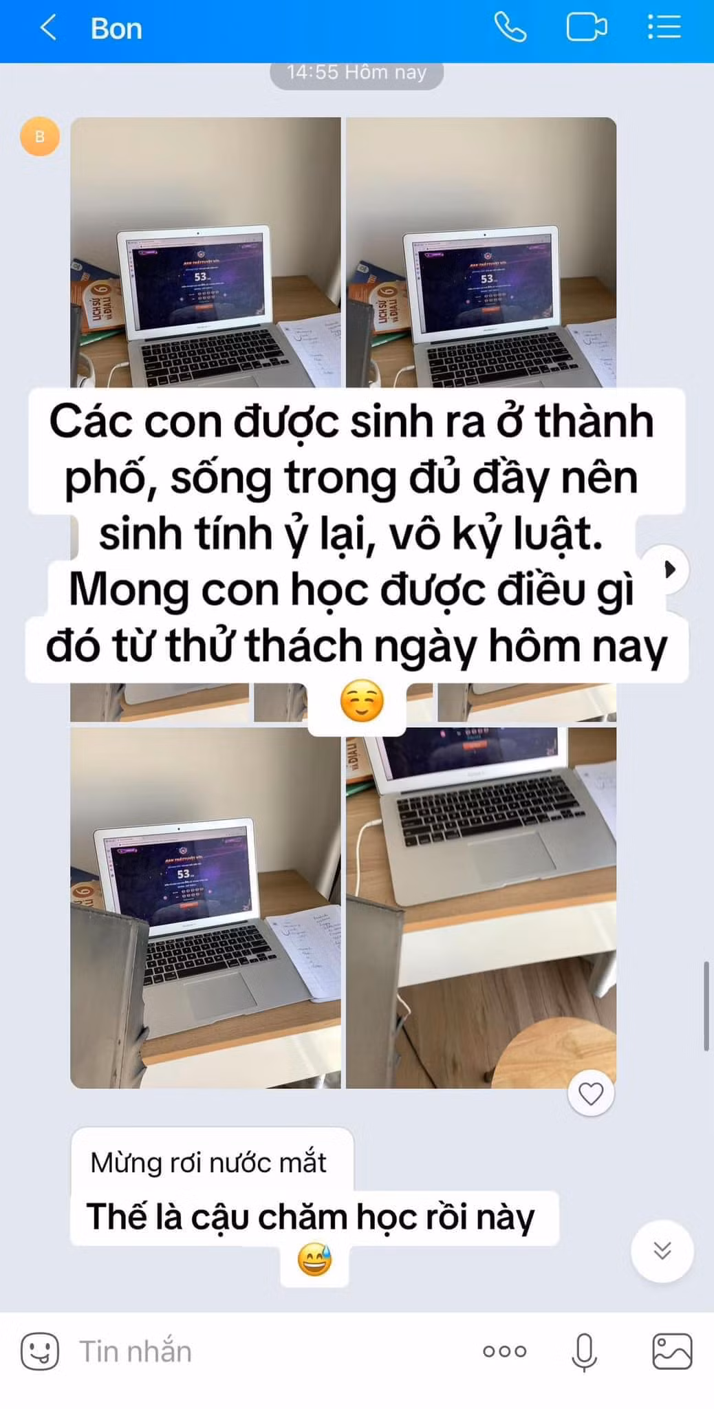 Nhờ có thử thách nhỏ, cậu bé đã chăm học hành hơn, không còn xem các thiết bị công nghệ khi không xin phép nữa.