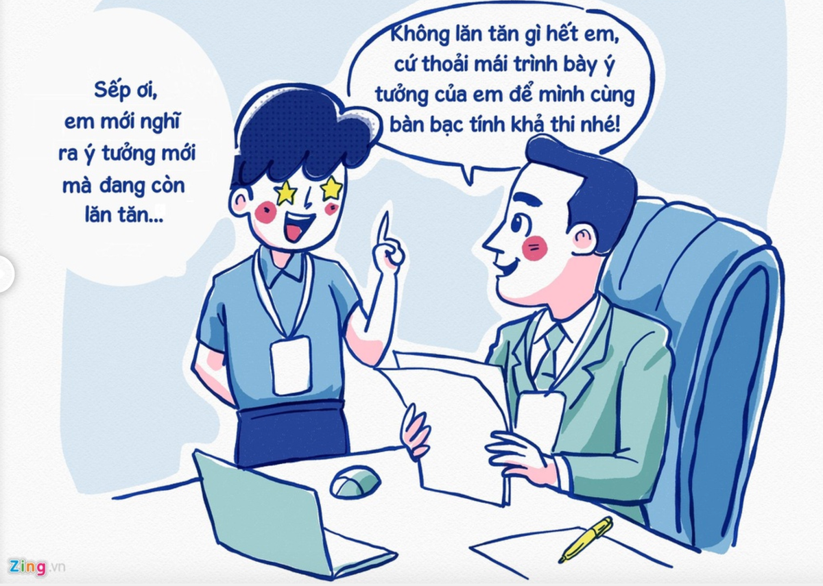 Thay vào đó, sếp biết tiếp thu cái mới, học hỏi và lắng nghe chính nhân viên của mình thì là mũi tên hai đích, vừa giúp mối quan hệ giữa đồng nghiệp gần gũi nhau lại vừa xây dựng một tập thể vững mạnh. Ảnh: Zing.vn
